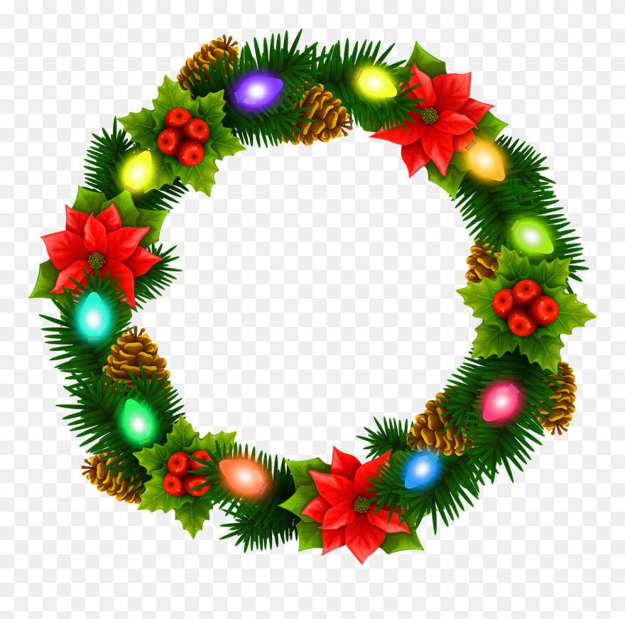Christmas Lights Wreath Christmas Garland Wreath Free Clipart