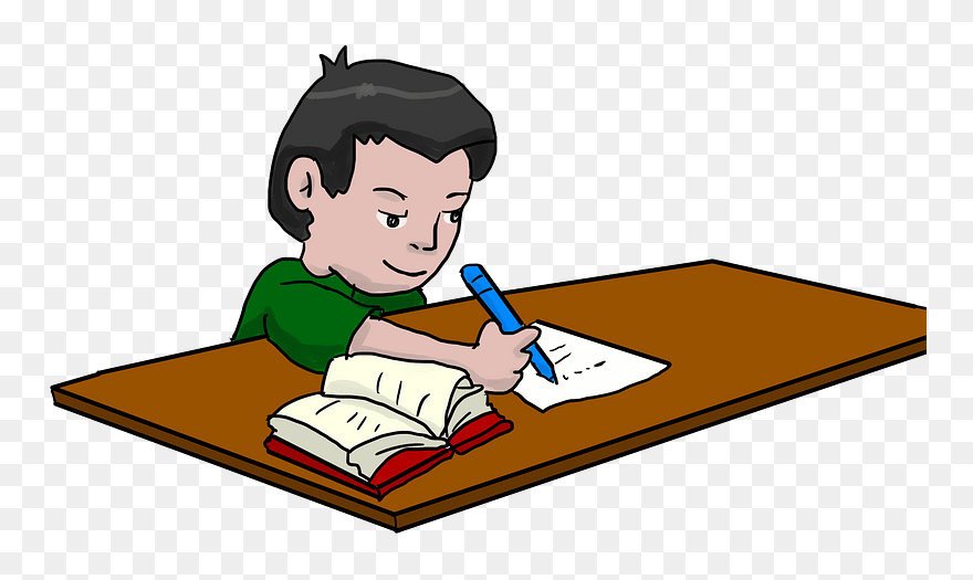 Boy Studying Clipart - Child Doing Homework Clipart - Png Download