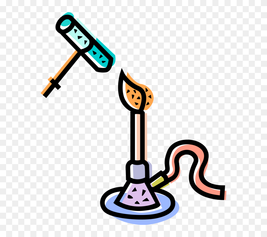 Vector Illustration Of Laboratory Chemistry Research - Bunsen Burner And Test Tube Clipart
