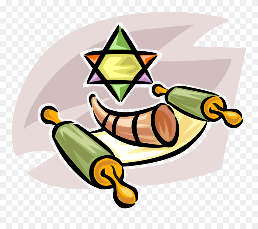 Hebrew Sefer Torah With - Shofar Clipart - Png Download