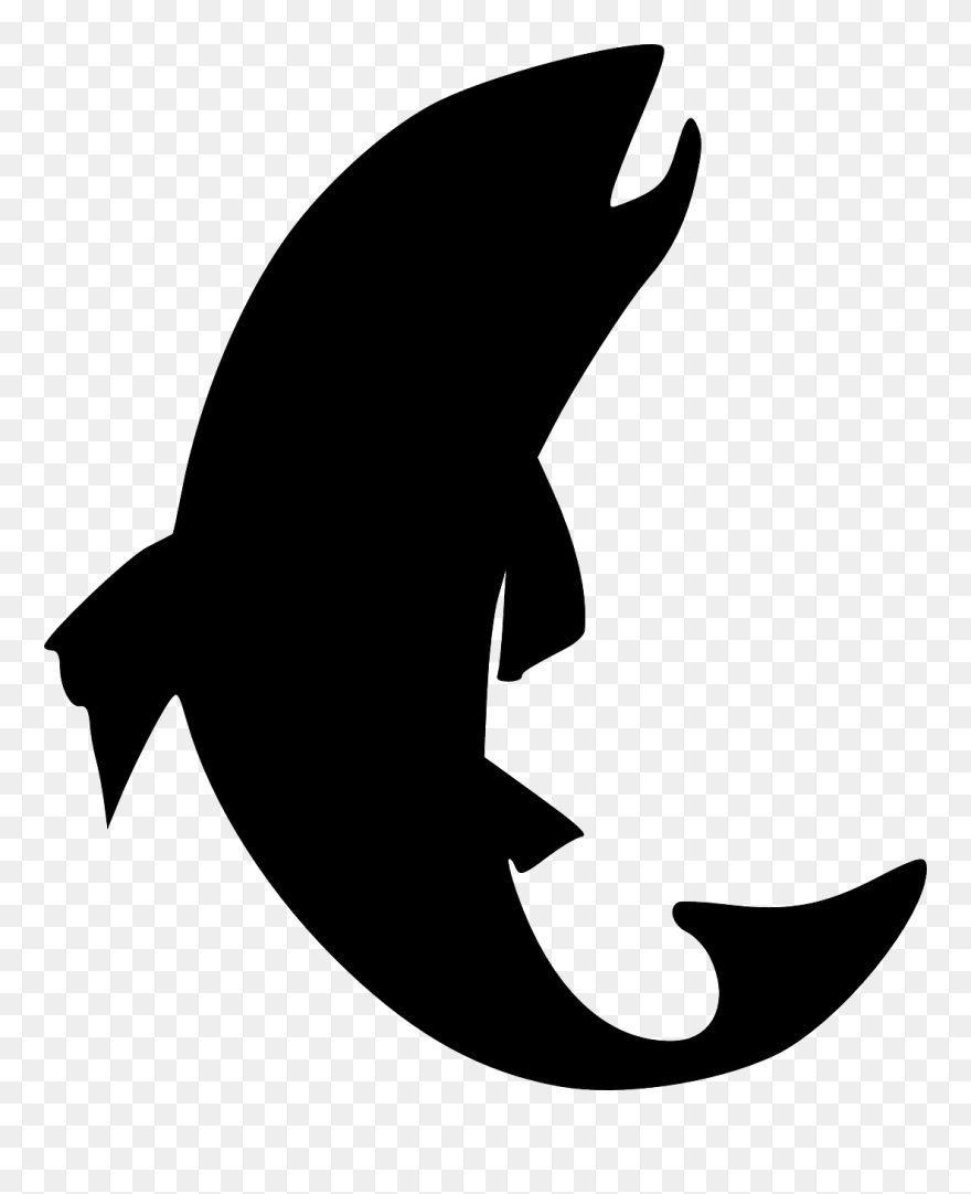 Fish Trout Silhouette Clip Art - Silhouette Fish Clip Art - Png Download