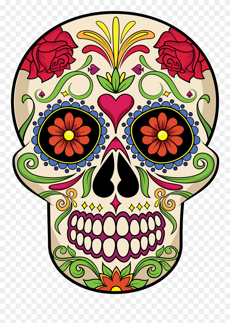 Sugar Skull Flower Clipart - Png Download
