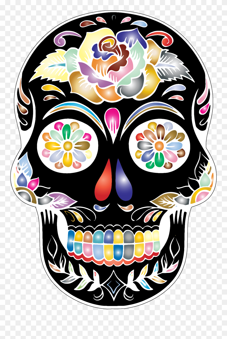 Calavera Skull Day Of The Dead Clip Art - Day Of The Dead Skull Png Transparent Png