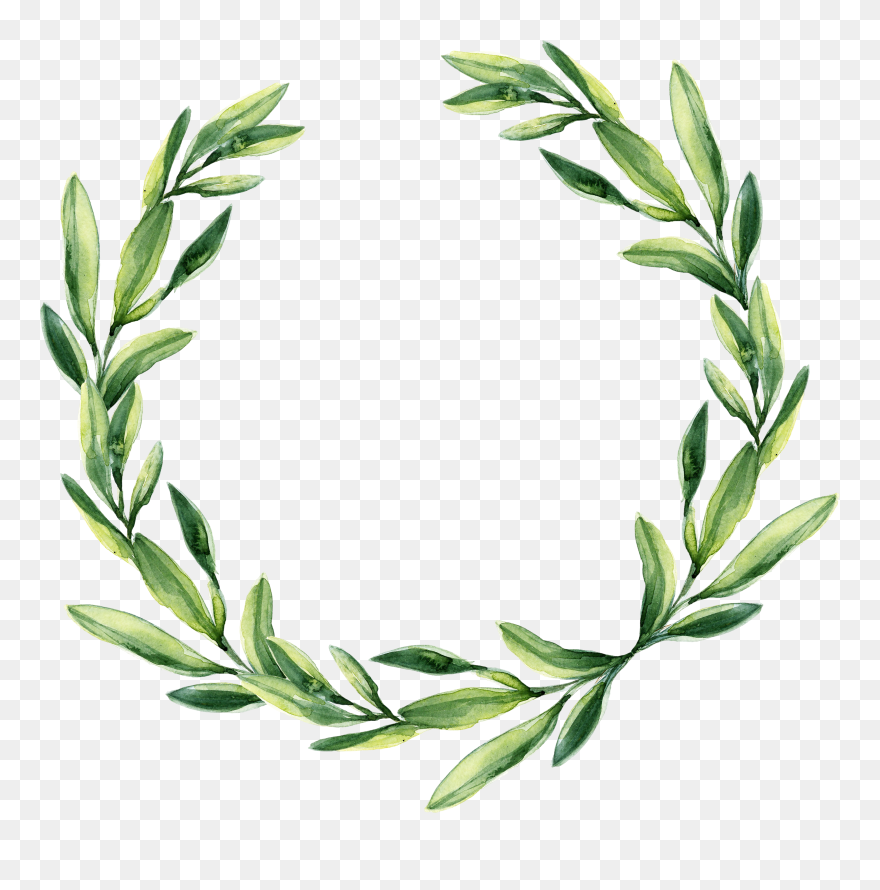 Green Wedding Png - Watercolor Leaves Wreath Clipart