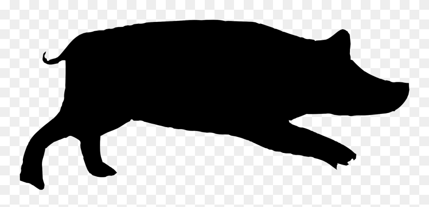 Pig Silhouette Clip Art - Scared Pig Silhouette - Png Download