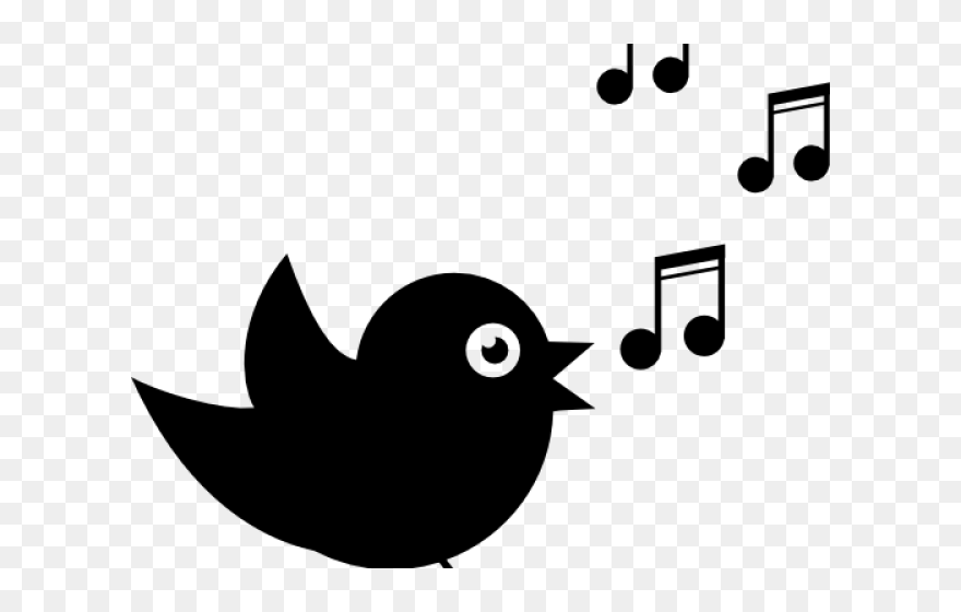 Transparent Singing Silhouette Png - Silhouette Bird Clipart Black And White