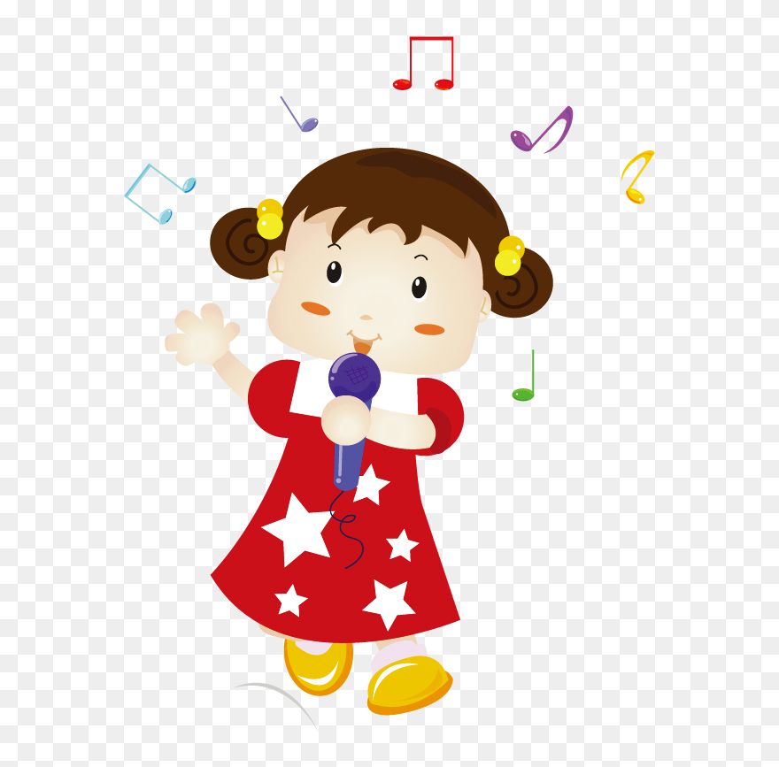 Vector Free Stock Animation Cartoon Pretty Girl Singing - Baby Girl Singing Cartoon Clipart