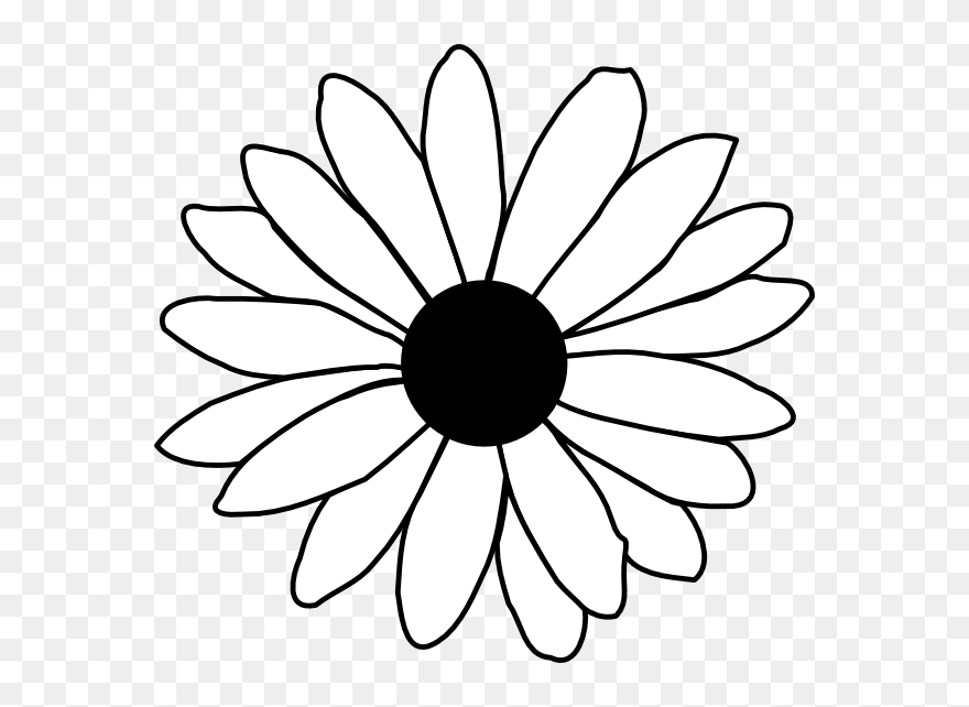 Daisy Flower Clipart Black And White Vector Library - Daisy Black And White - Png Download