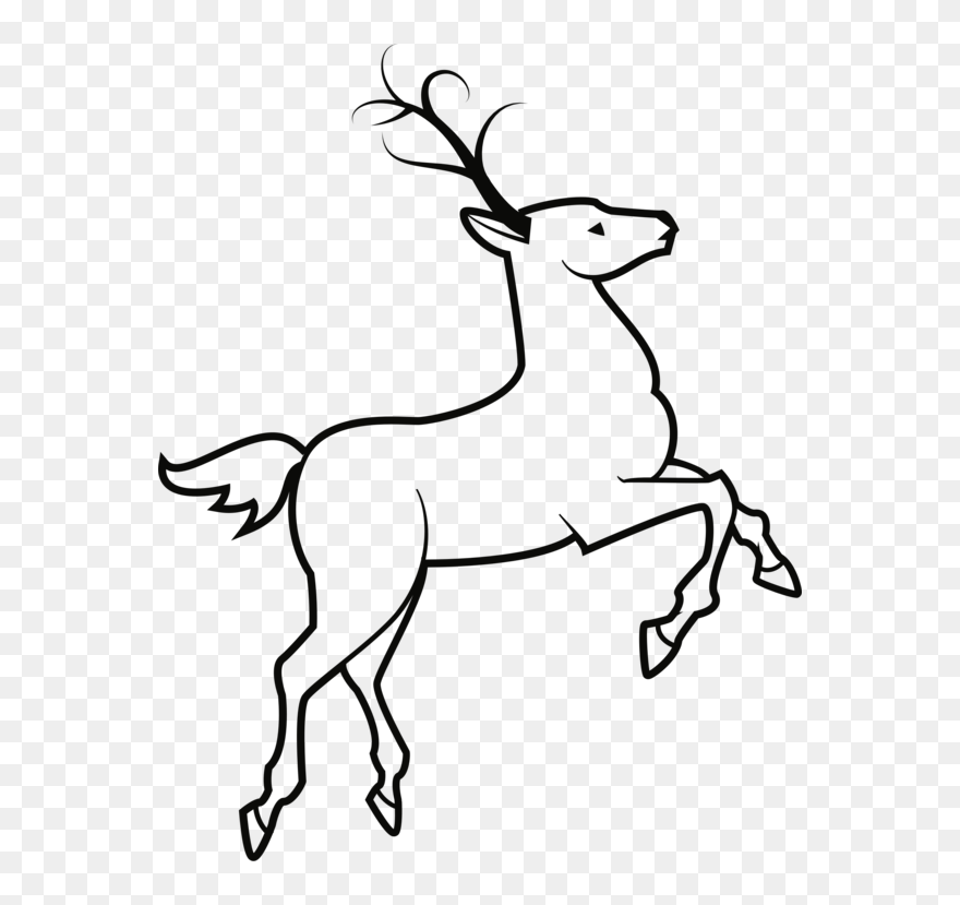 Line Art,style,elk - Deer On Hind Legs Drawing Clipart