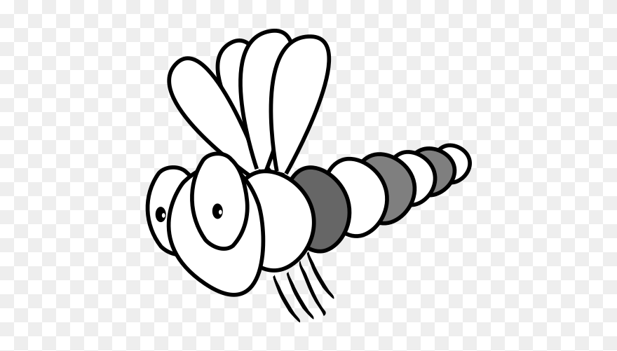Clipart Dragonfly Black And White Cartoon - Png Download
