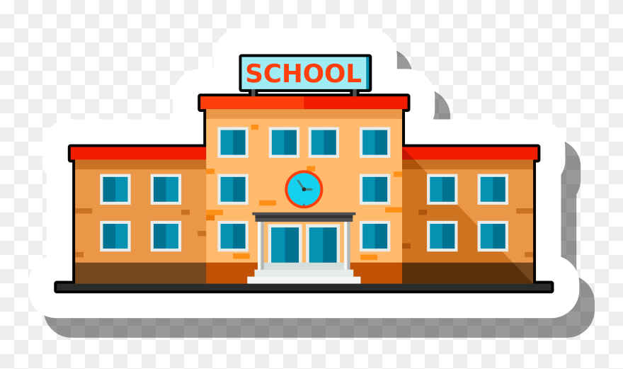School Building Escuela Ilration Cartoon Stickers - School Building Png Clipart