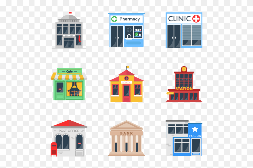Restaurant Building Png - Building Icon Set Png Clipart