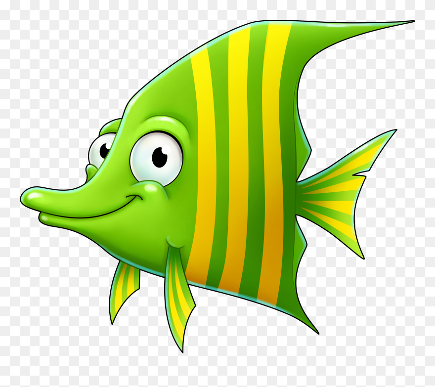 Green Cartoon Fish Clip Art - Free Fish Cartoon Background - Png Download