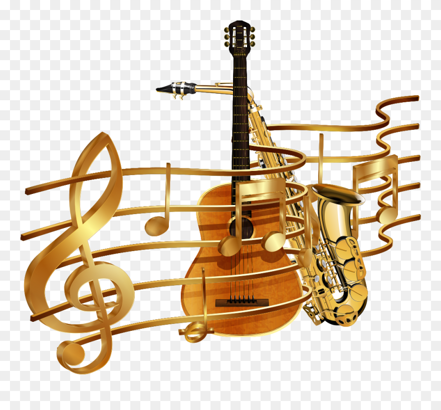 Musical Clef Stock Illustration Notes With Gold - Musical Notes Instrument Png Clipart