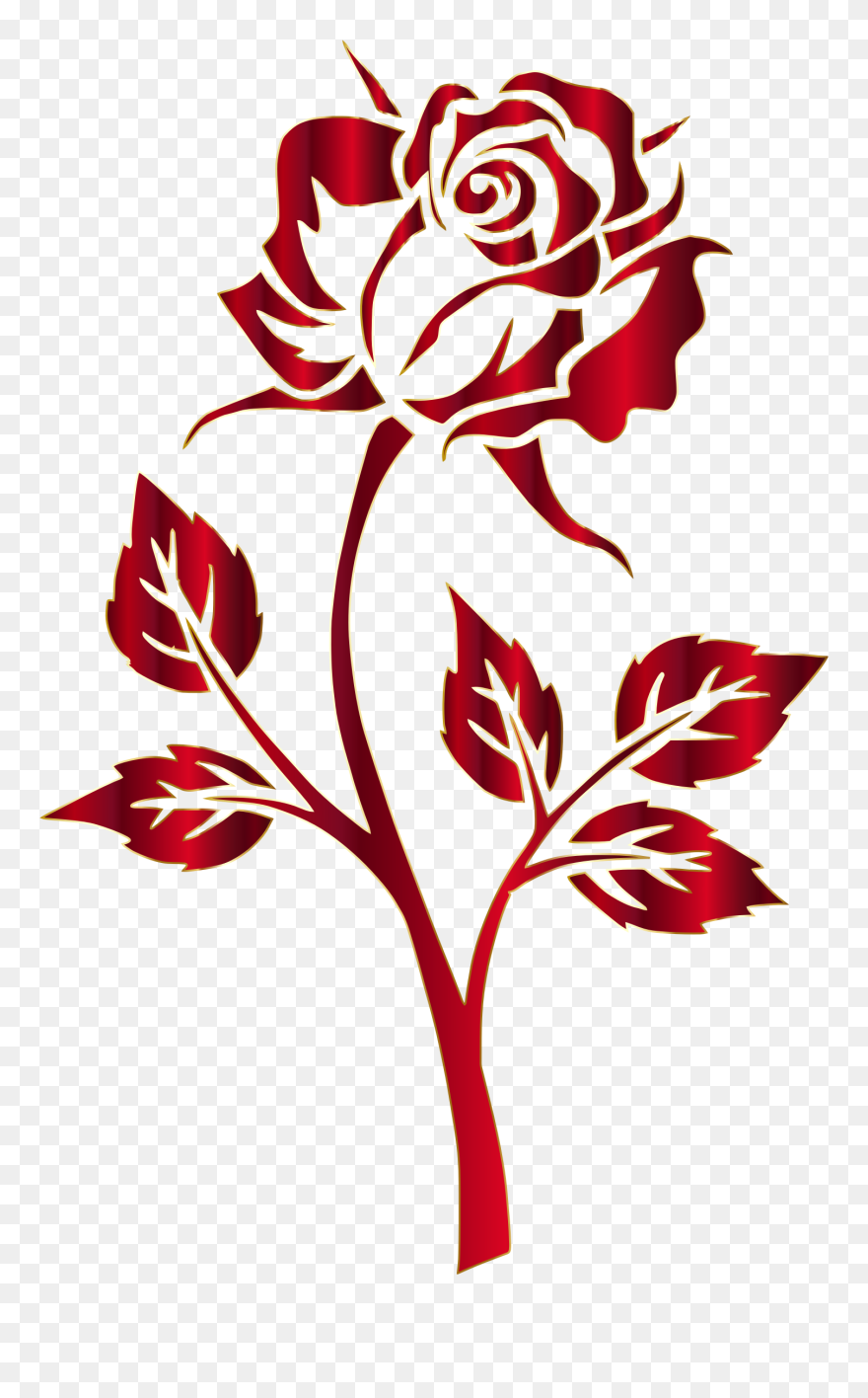 Rose With Cross Clipart Banner Black And White Crimson - Clipart Rose Flower - Png Download