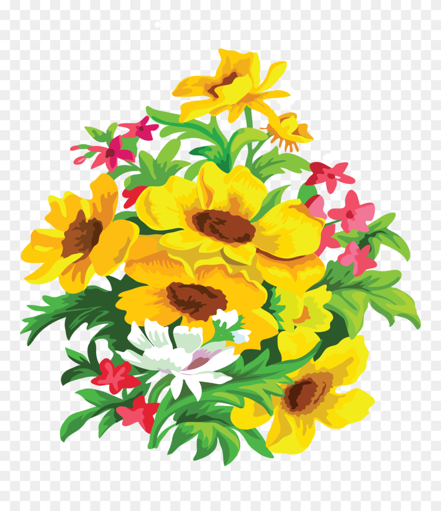 Transparent Mexican Flowers Clipart Png - Flower Bouquets Color Drawings