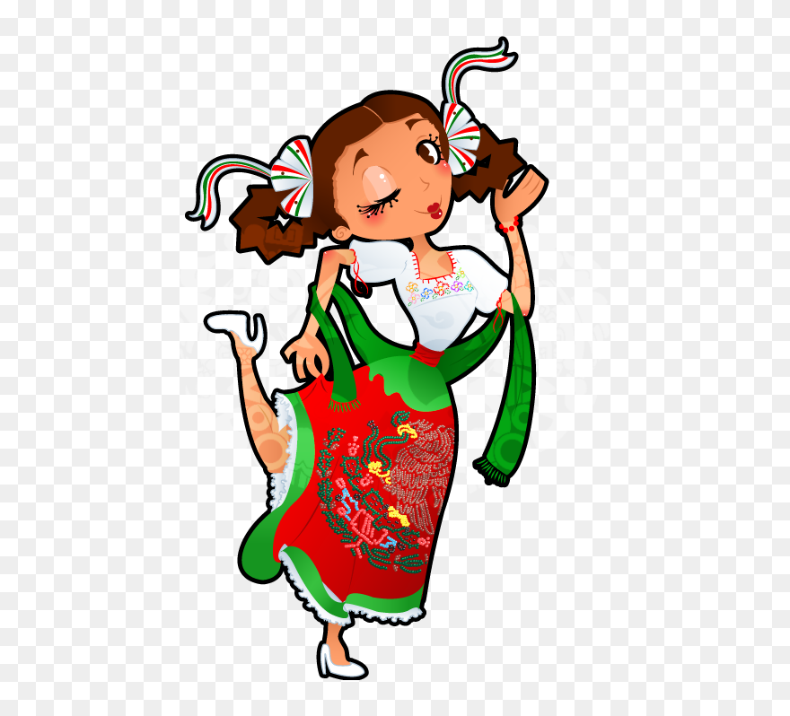 Mexican Christmas Clipart Clip Free Mexican * Espana - Imagenes De China Poblana Caricatura - Png Download