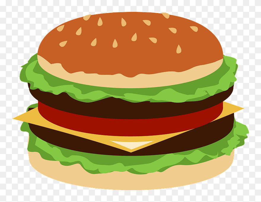 Hamburger Fast Food Clipart - Cheeseburger - Png Download