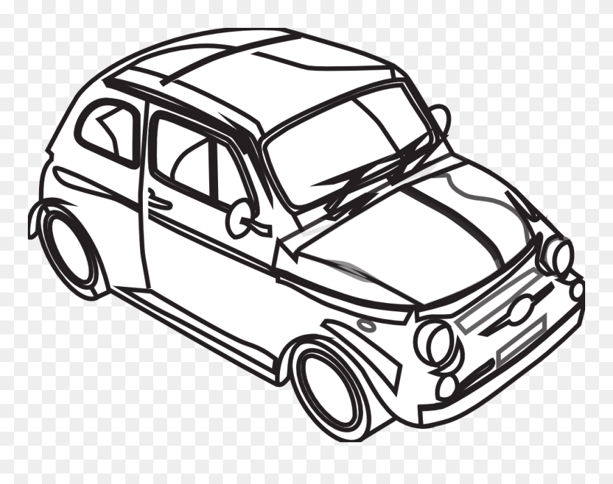 Line Art Cars - Clip Art Black And White Of Car - Png Download