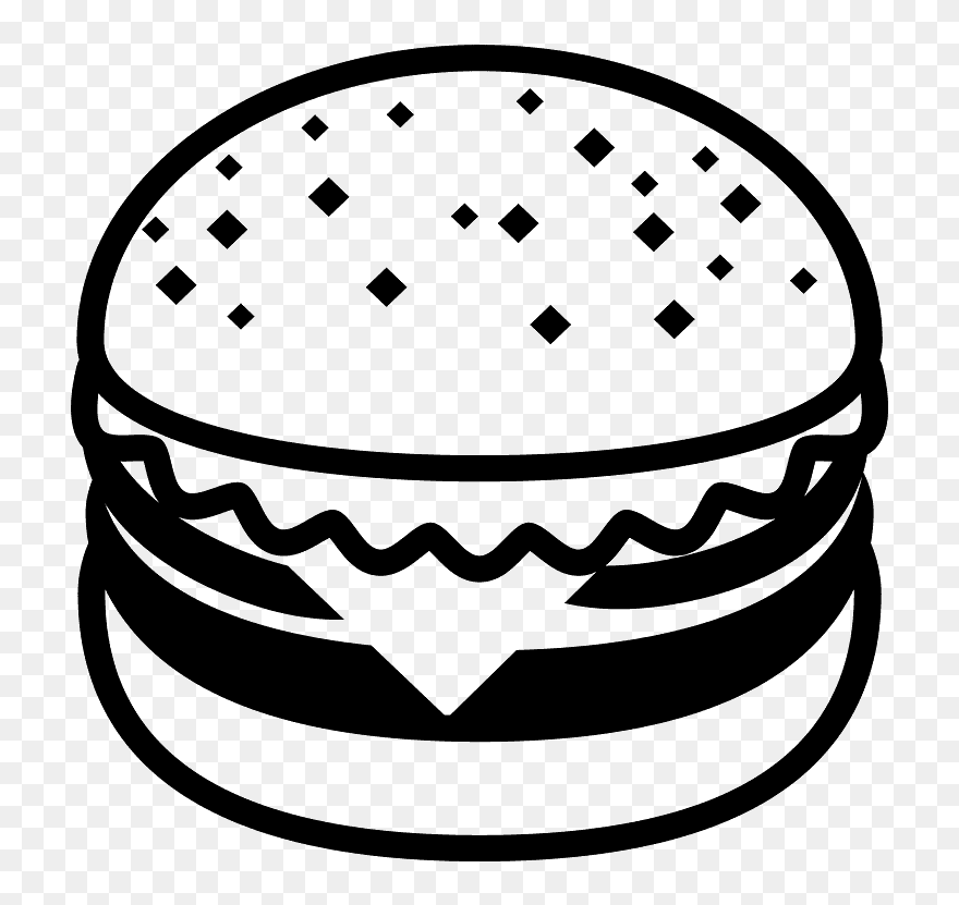 Hamburger Emoji Clipart - Black And White Food Emoji - Png Download