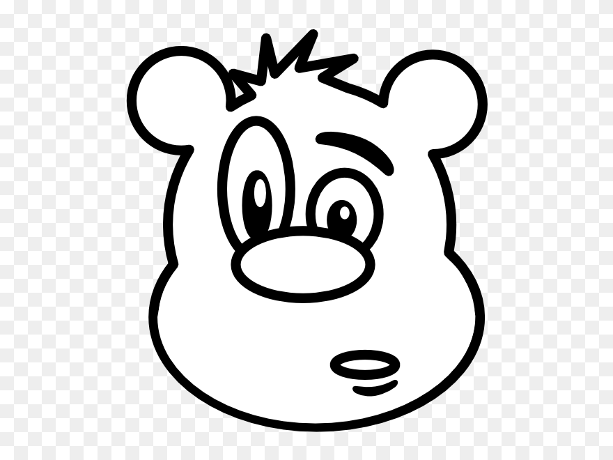 Free Teddy Bear Black And White, Download Free Clip - Bear Face Clip Art Black And White - Png Download