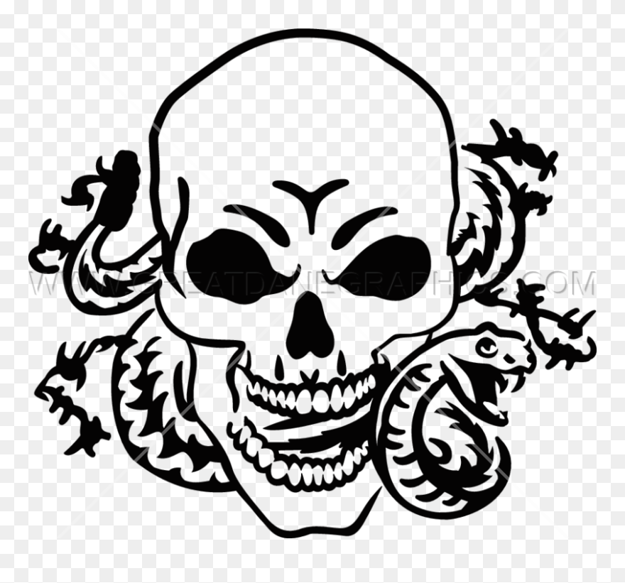 Snake Skeleton Human Skull Symbolism Clip Art - Skull With Snake Transparent - Png Download