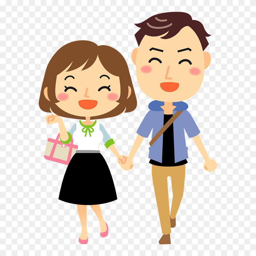 Couple Holding Hands Clipart - Cartoon - Png Download