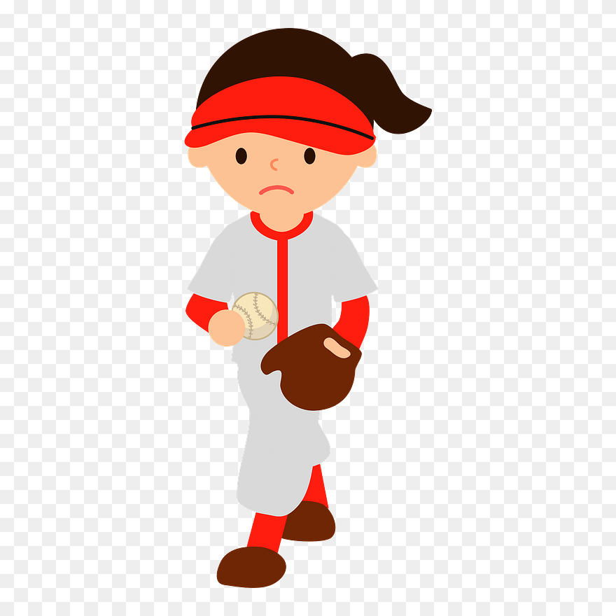 Softball Sports Girl Clipart - Png Download