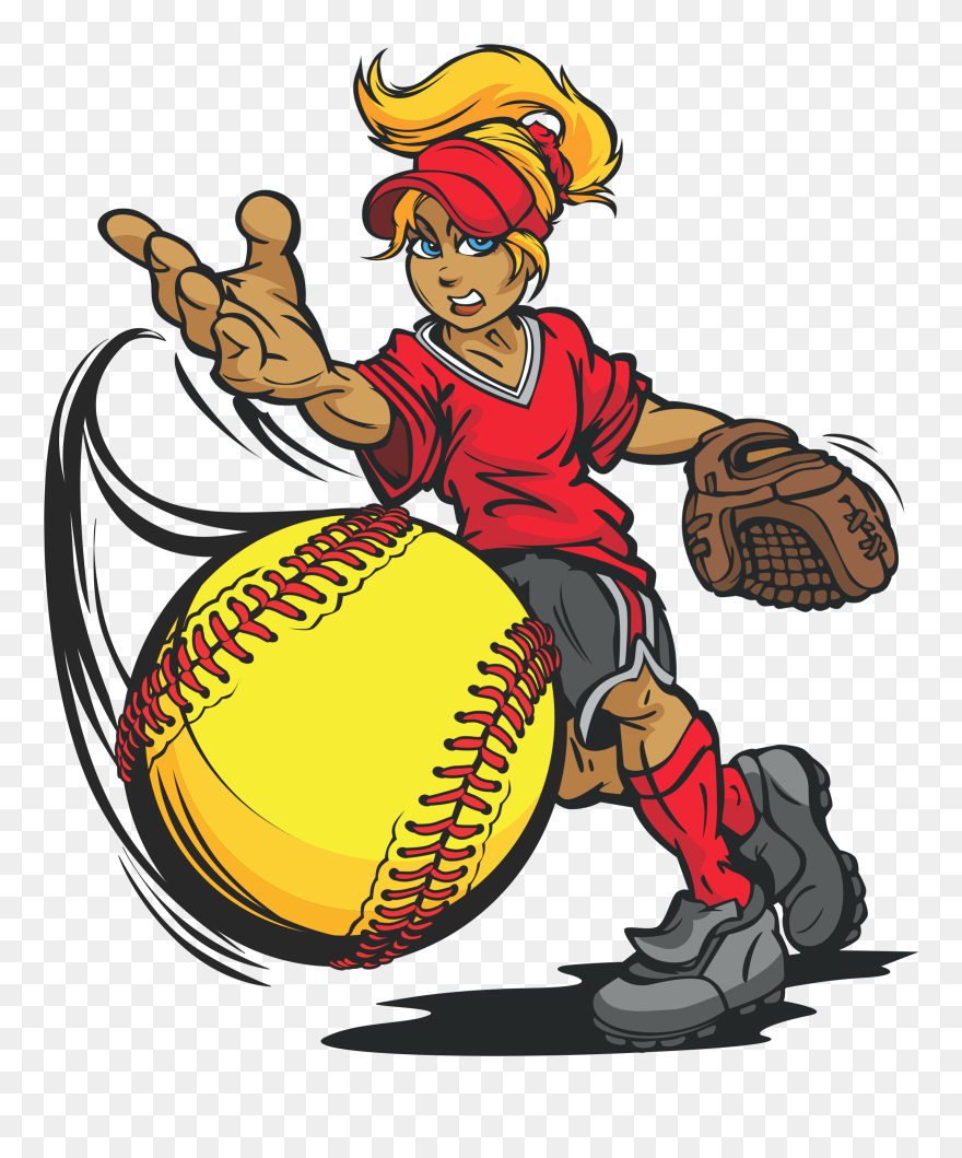 Transparent Softball Cartoon, Picture - Clipart Softball Pitching - Png Download