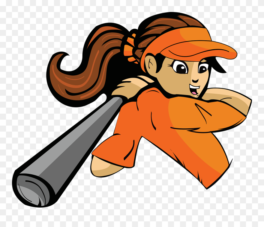 Cartoon Female Softball Player Clipart