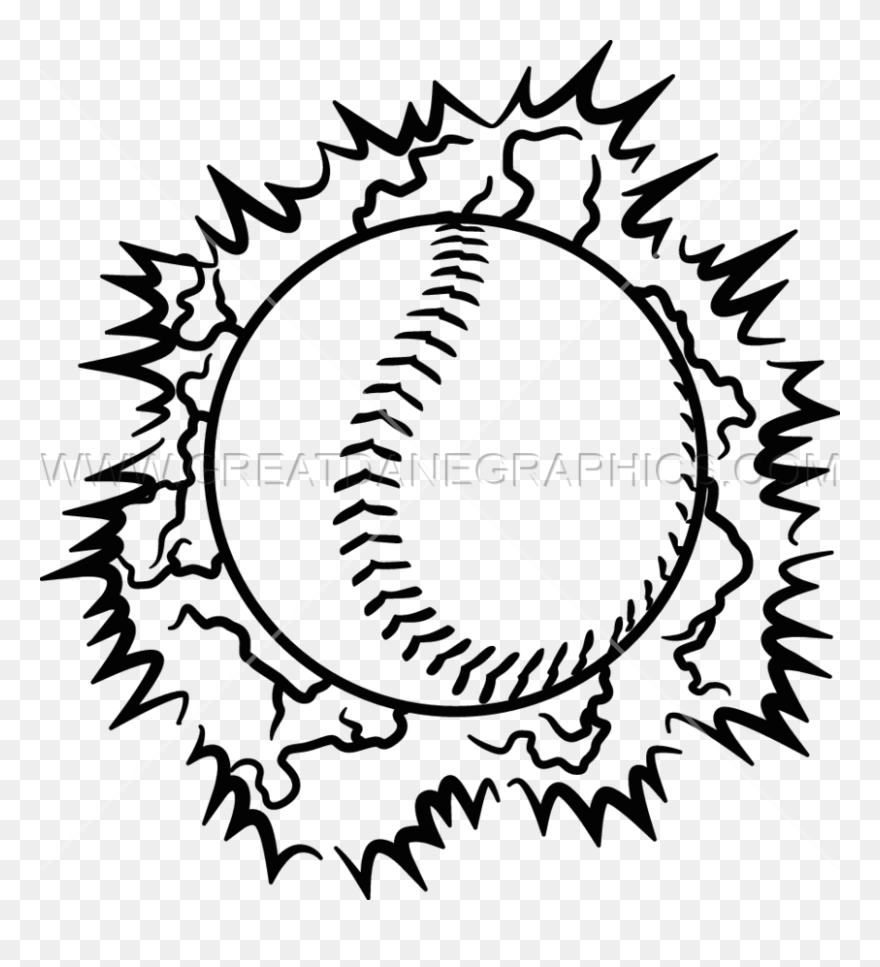 Softball With Lightning Behind Clipart