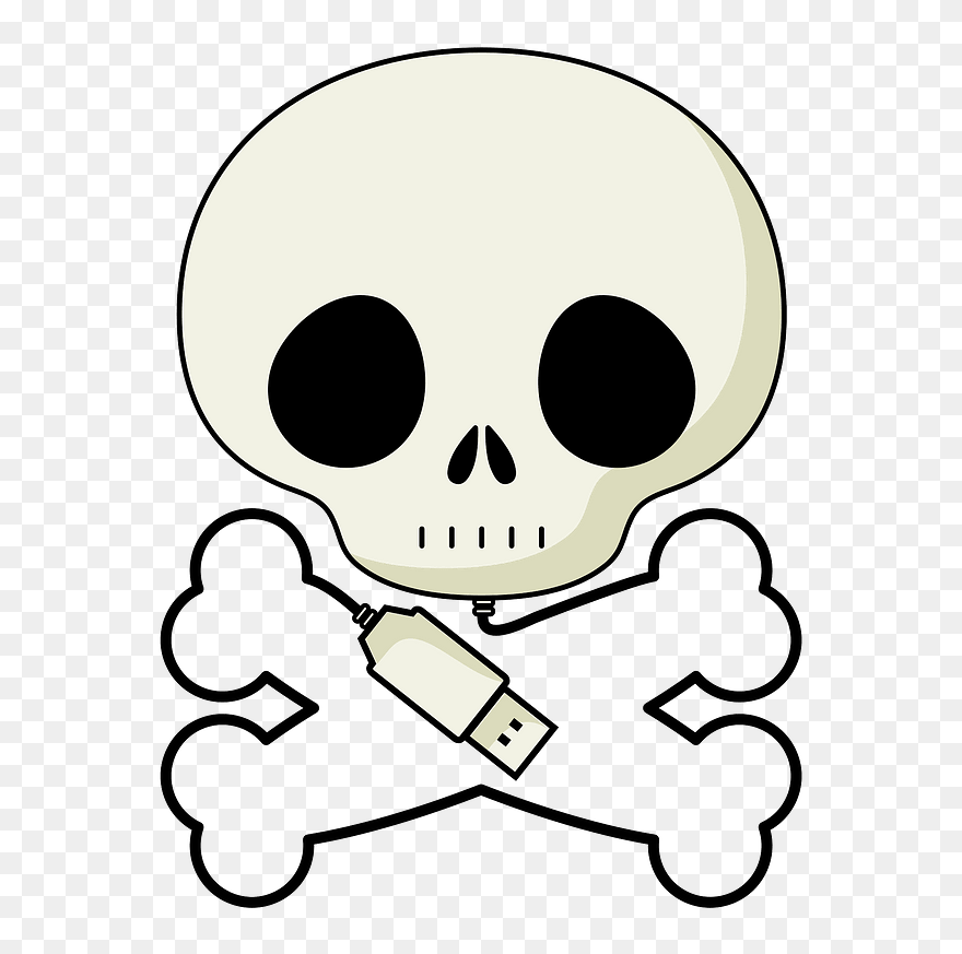 Pirate Bones With Usb Clipart - Head Clip Art - Png Download