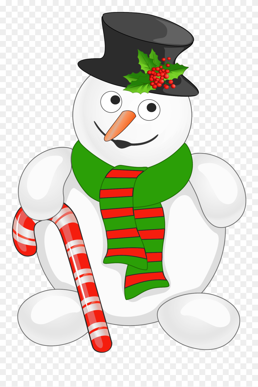 Snowman With Candy Cane Clipart
