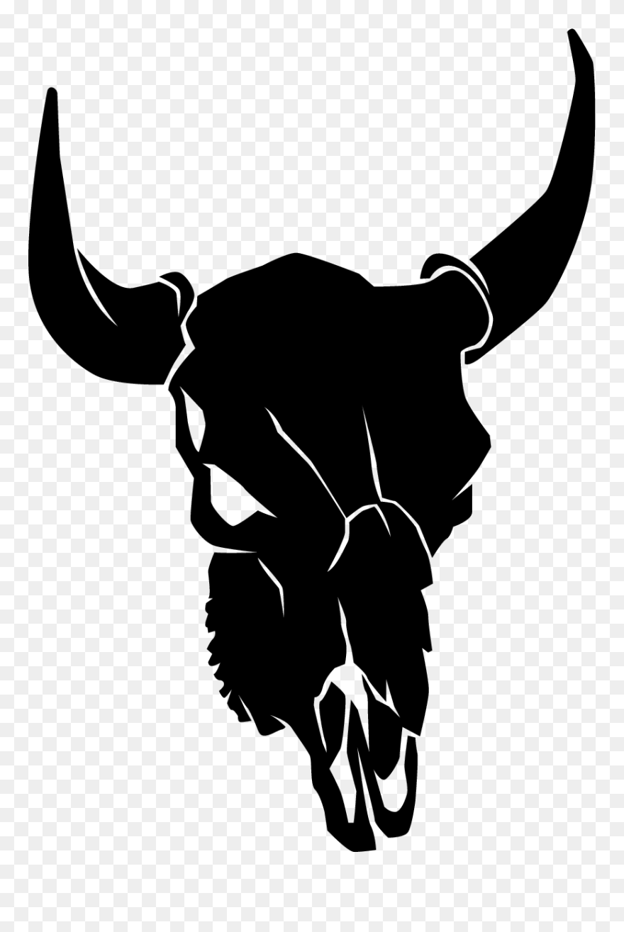 Cattle Bone Silhouette Clip Art - Cattle Skull - Png Download