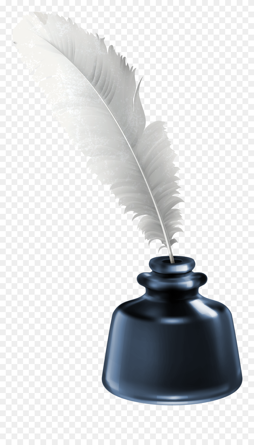 Quill And Blue Ink Pot Transparent Png Clip Art Image - Ink Pot And Quill
