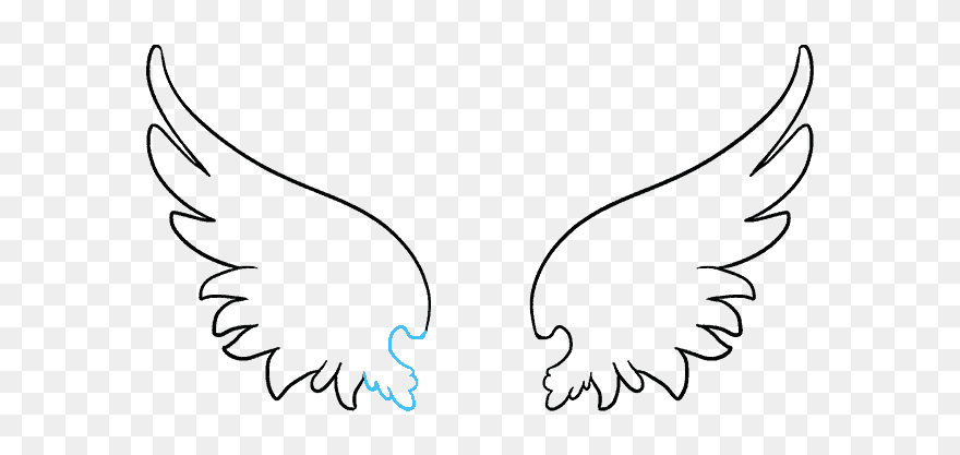 Feather Clipart Curved - Angel Wings Clipart Black And White - Png Download