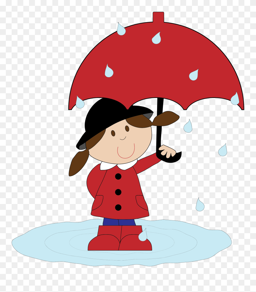 Clipart Rain Cartoon - Child With Umbrella Clipart - Png Download