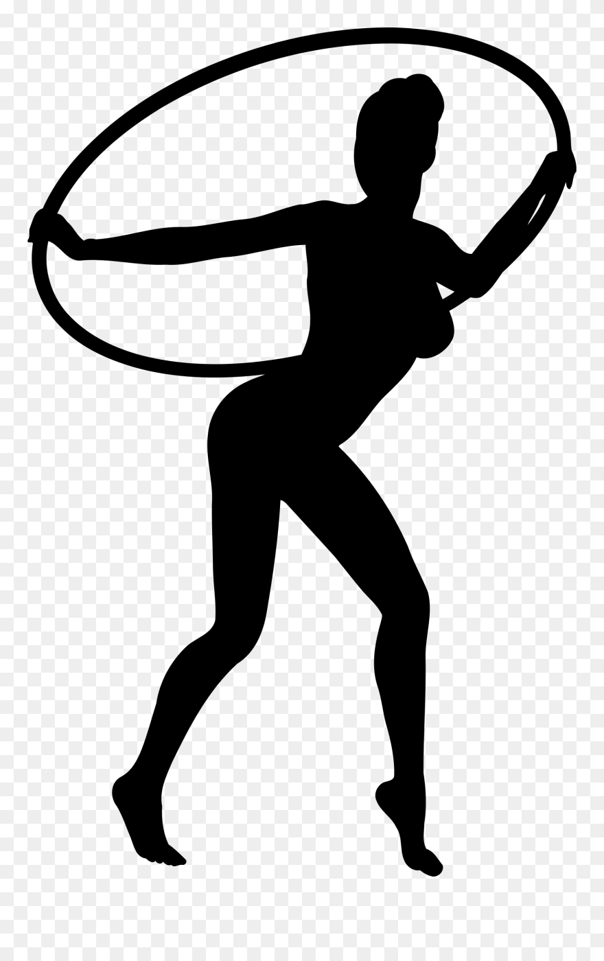 Silhouette Hula Hoops Dance Clip Art - Hula Hooping Girl Silhouette - Png Download