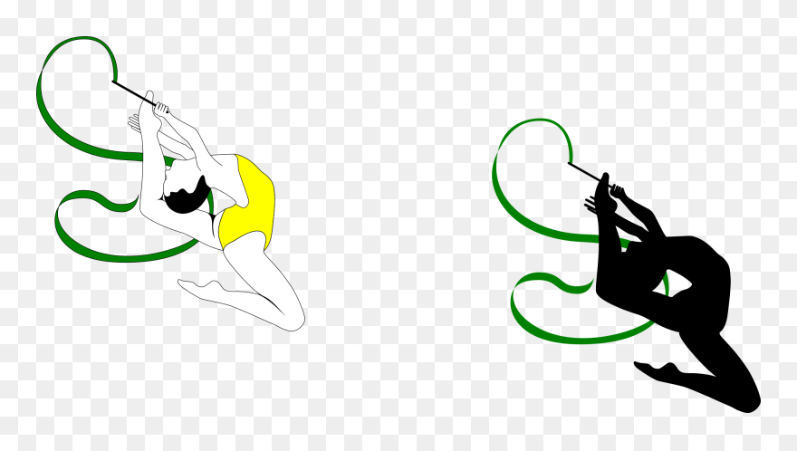 Rhythmic Gymnastics With Ribbon Silhouette Clipart - Rhythmic Gymnastics - Png Download