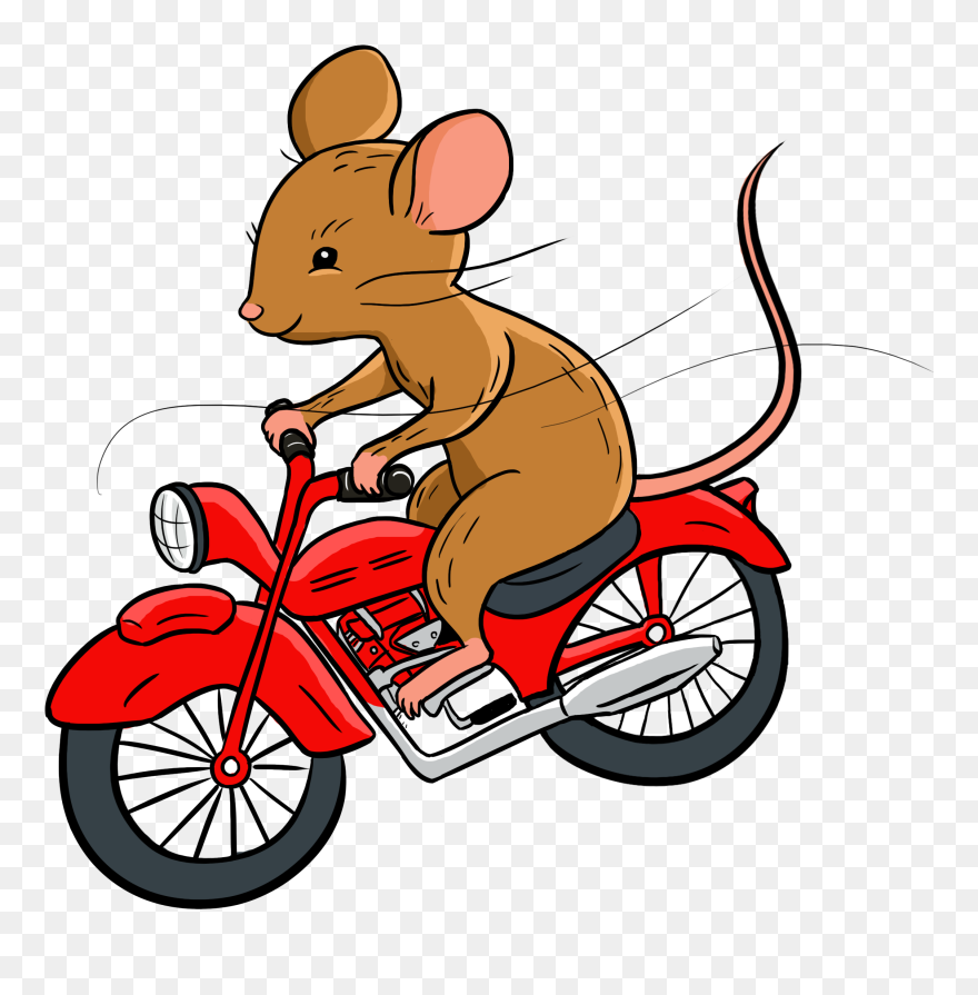 Cartoon Mouse Riding A Motorcycle , Transparent Cartoon - Mouse On A Motorcycle Cartoon Clipart