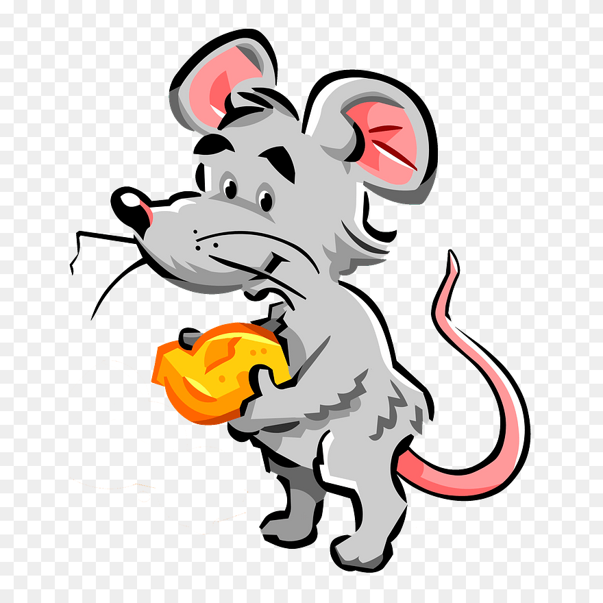 Cartoon Mouse With Cheese Clipart - Mus - Png Download