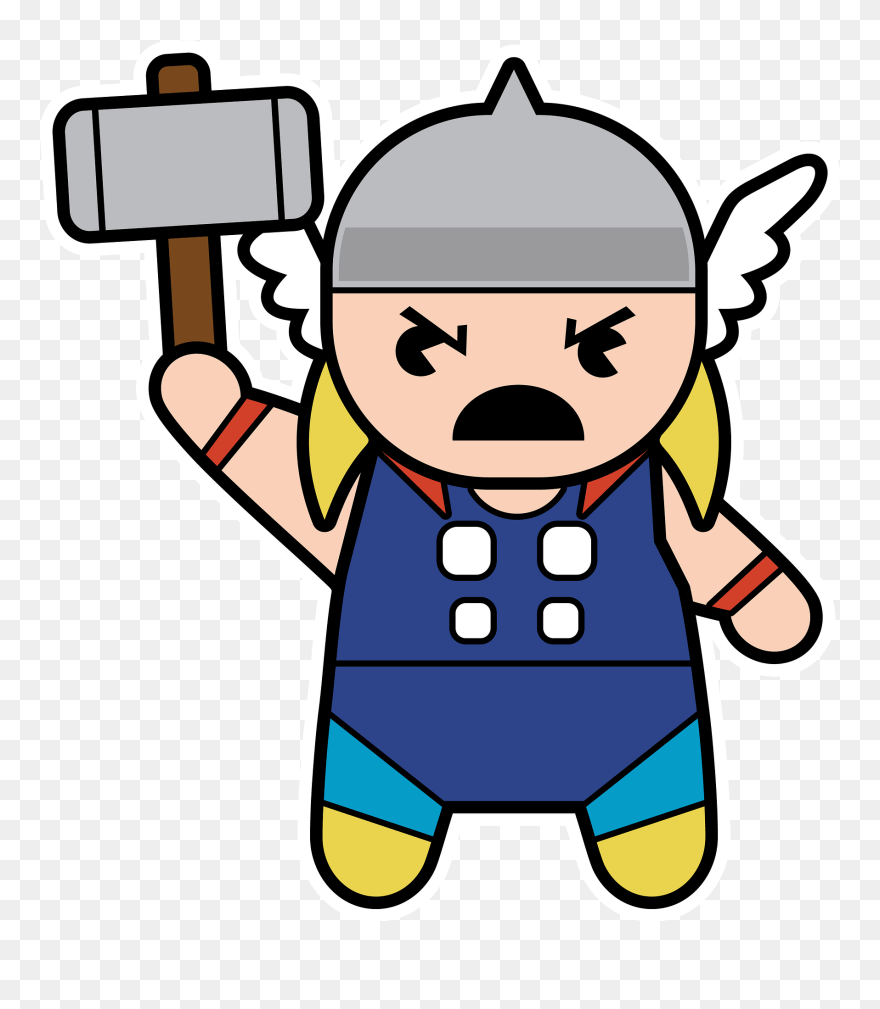 Chibi Superhero Thor Clipart - Drawing - Png Download