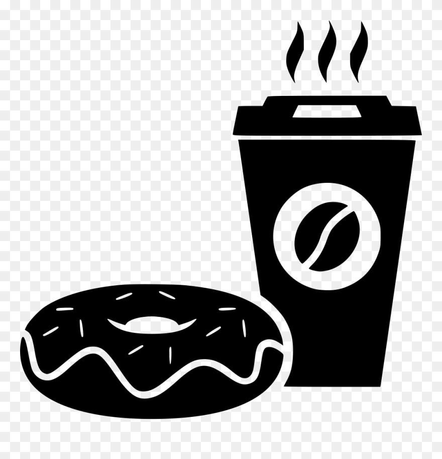 Donut Bakery Doughnut Coffee Paper Cup Hot Comments - Coffee And Donut Icon Clipart