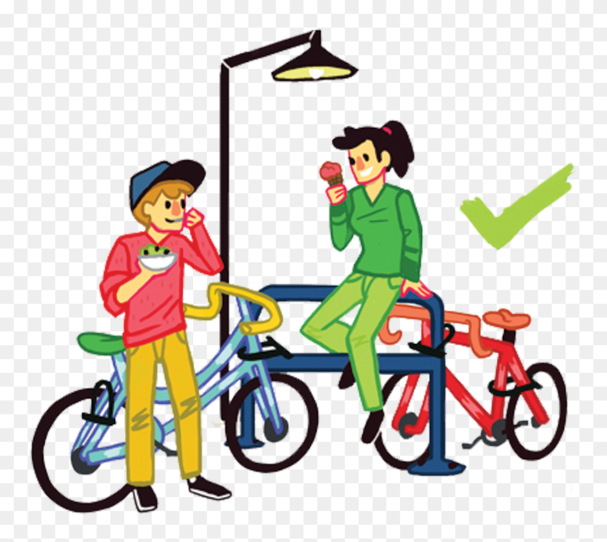 Bicycle Clipart Bike Rack - Cartoon Bicycle Parking Hd - Png Download