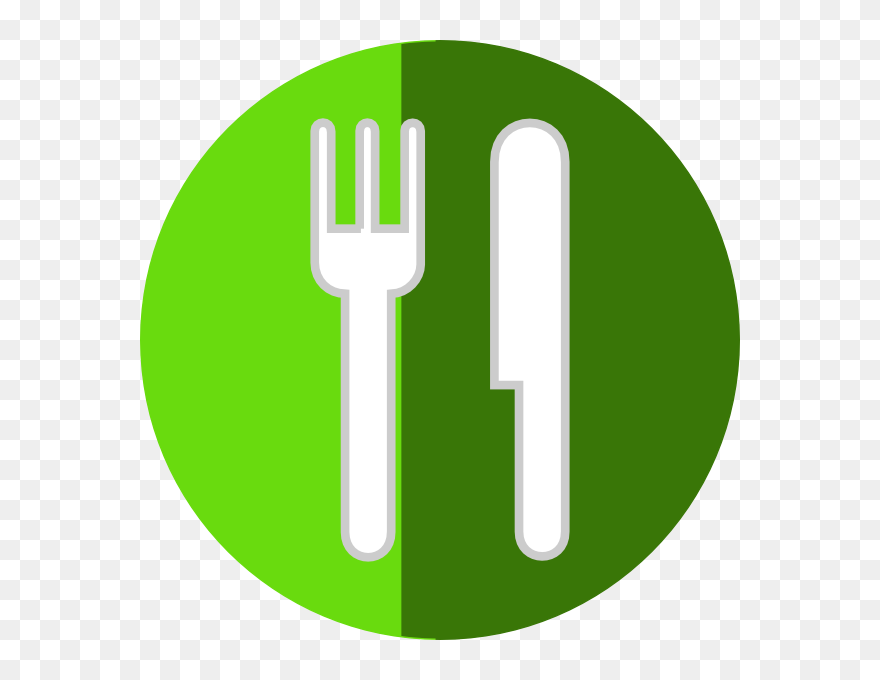 Plate And Fork Clipart Green - Png Download