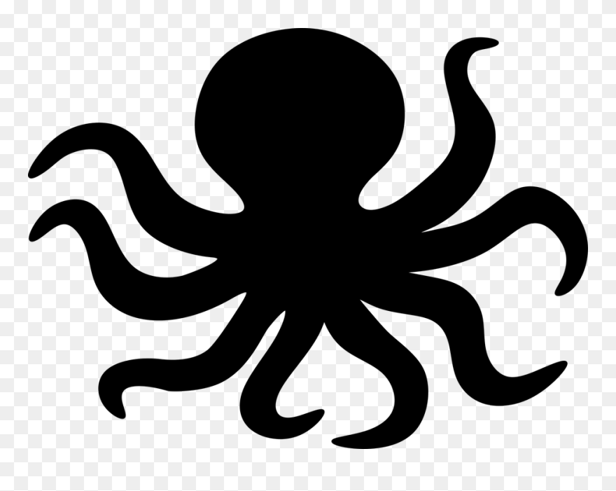 Free Simple Octopus Fish Silhouette Clipart & Clip - Transparent Background Octopus Clipart - Png Download