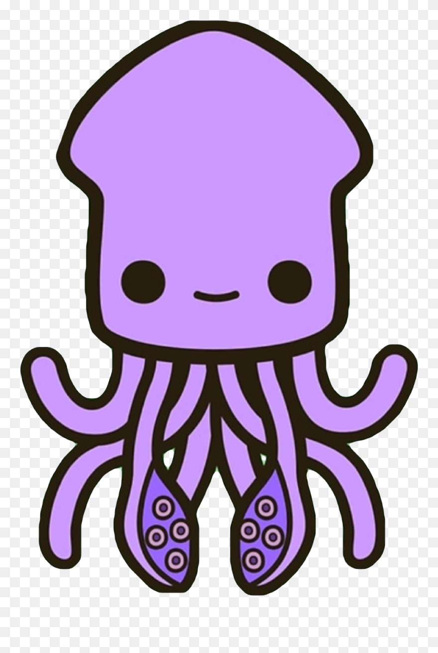 Kawaii Octopus Clipart - Cute Squid Clipart - Png Download