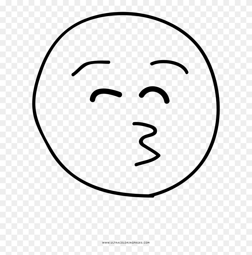Kiss Emoji Coloring Page - Line Art Clipart