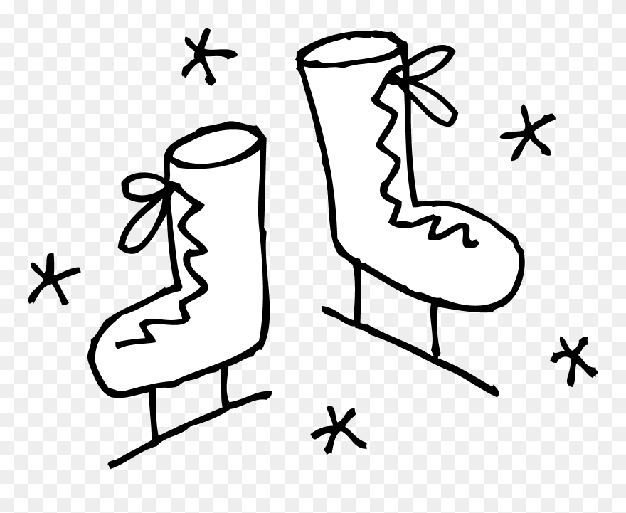 Boot With Snowflake Clipart Png Black And White Download - Cartoon Ice Skate Drawing Transparent Png
