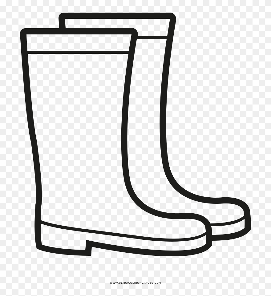 Rain Boots Coloring Page - Rain Boot Clipart Black And White - Png Download